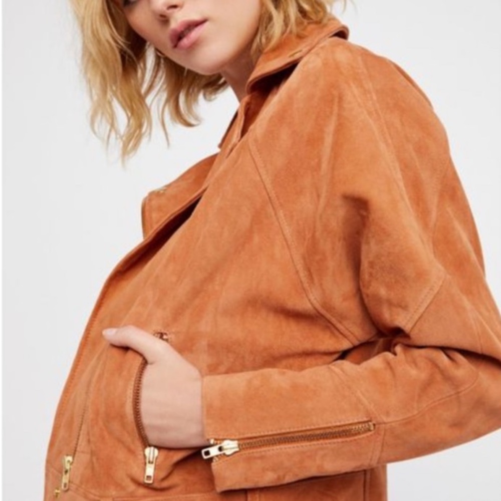 Free People Light Brown Leather Jacket